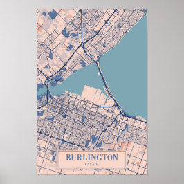 Póster Burlington Canada Breezy City Map Travel