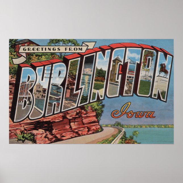 Póster Burlington, Iowa - Large Letter Scenes (Frente)