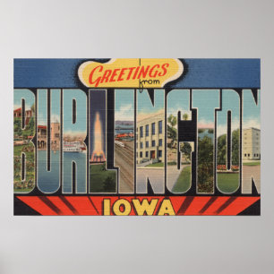 Póster Burlington, Iowa - Large Letter Scenes 2