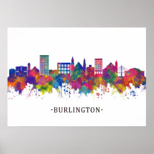 Póster Burlington Iowa Skyline