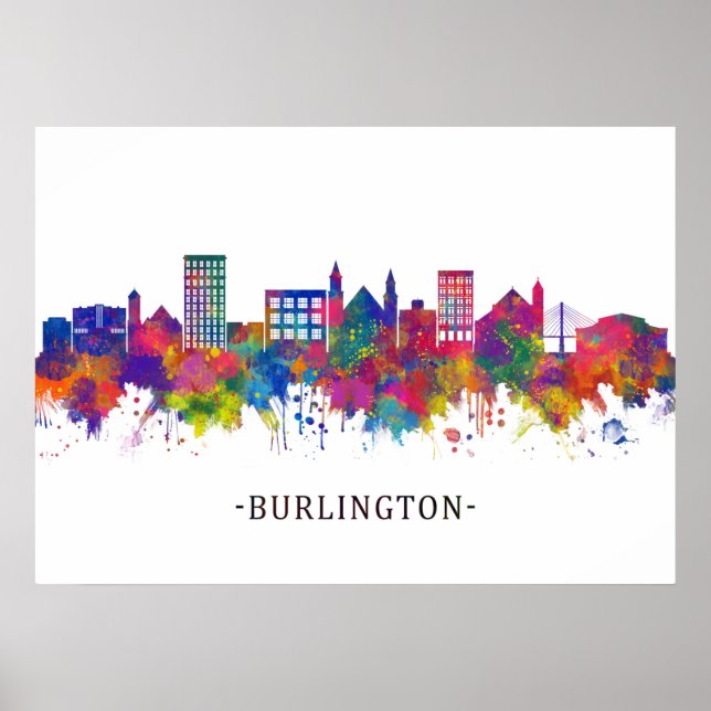 Póster Burlington Iowa Skyline (Frente)