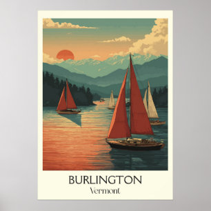 Póster Burlington Vermont Lago Champlain
