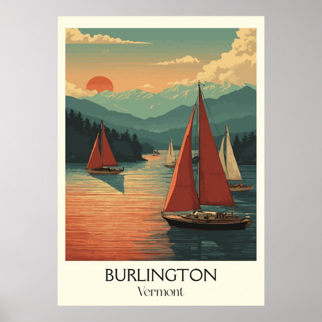 Póster Burlington Vermont Lago Champlain (Frente)