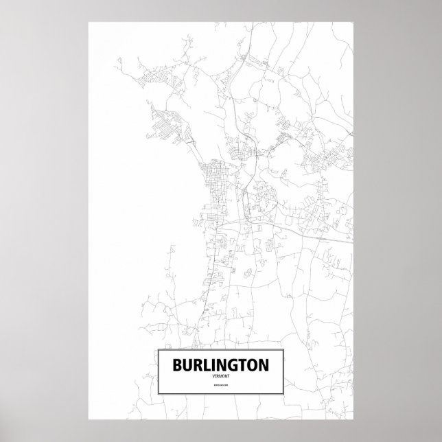 Póster Burlington, Vermont (negro sobre blanco) (Frente)