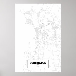 Póster Burlington, Vermont (negro sobre blanco)