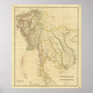 Póster Burmah, Tailandia, Cochin China