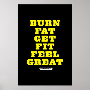 Póster BURN FAT - GET FIT - FEEL GREAT Fitness Motivation