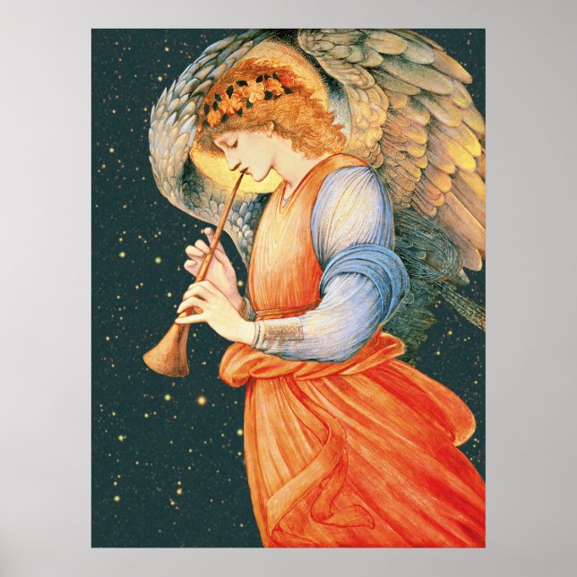 Póster Burne-Jones Angel tocando la bandera CC1135 más gr (Frente)