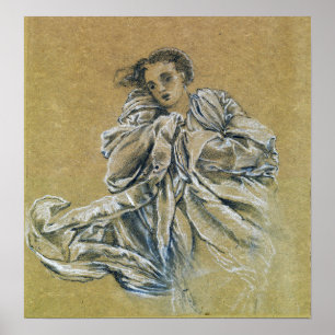 Póster Burne-Jones - Estudio de invierno de drapería vola