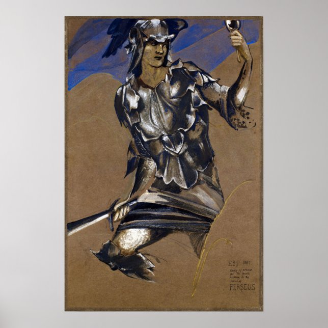 Póster Burne-Jones - Estudio de Perseo con armadura (Frente)