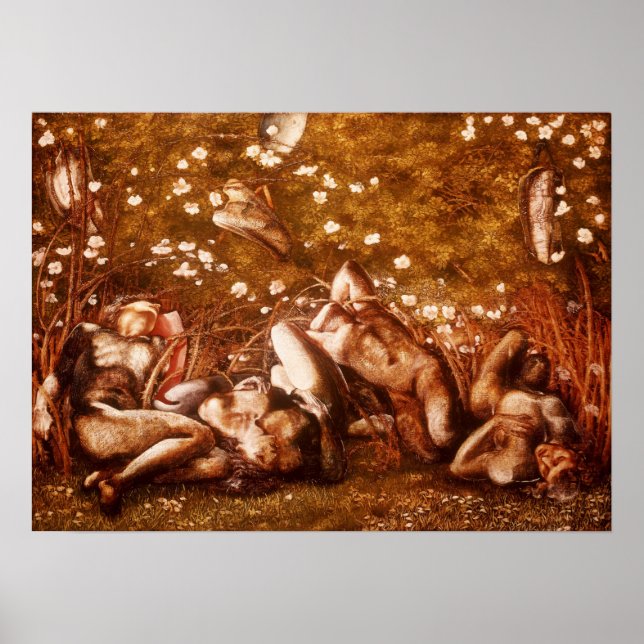 Póster Burne-Jones - Estudio Para "Los Caballeros Durmien (Frente)