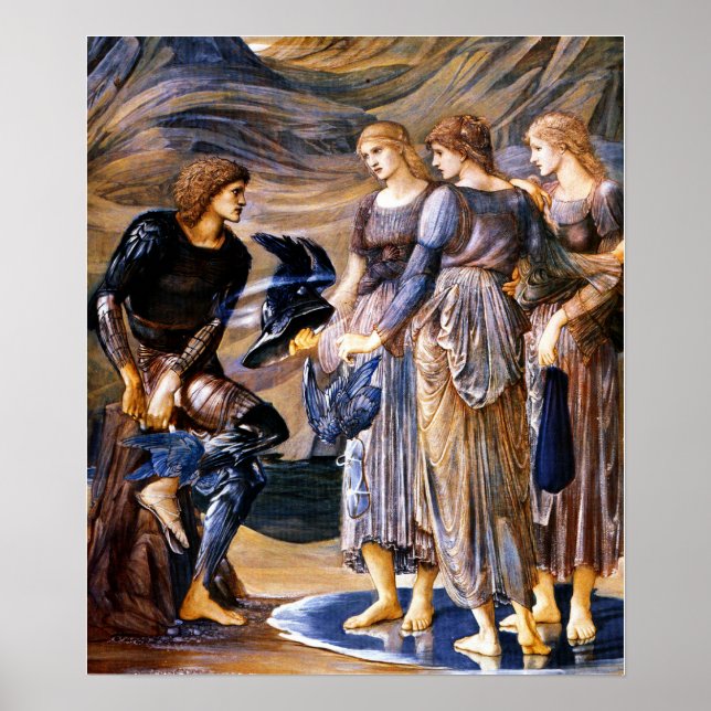 Póster Burne-Jones - Perseus Y Ninfs Marinos 1877 (Frente)