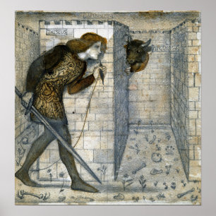 Póster Burne-Jones - Teseo y Minotauro en el Laberinto