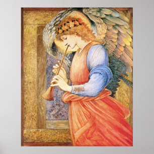 Póster Burne-Jones Un ángel tocando el asta 1878 más gran