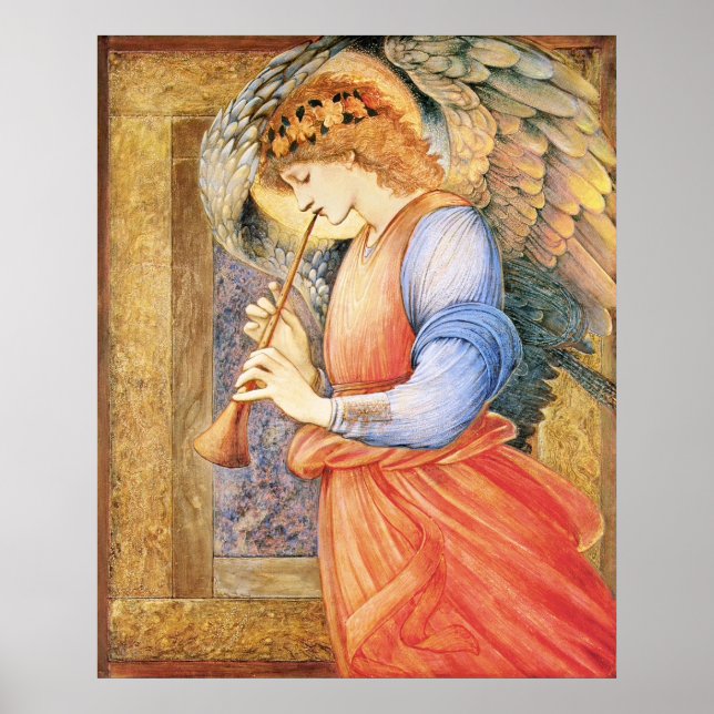 Póster Burne-Jones Un ángel tocando el asta 1878 más gran (Frente)