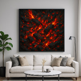 Póster Burning Embers - Volcanic Abstract Texture Art