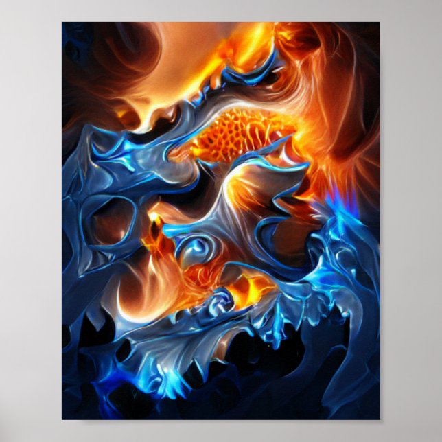 Póster Burning Fire and Ice Spiral Fractal Art (Frente)