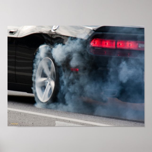 Póster Burnout de coche negro (Frente)