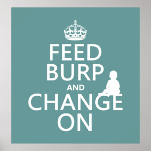 Póster Burp de alimentación y cambio activado (bebe) (cua