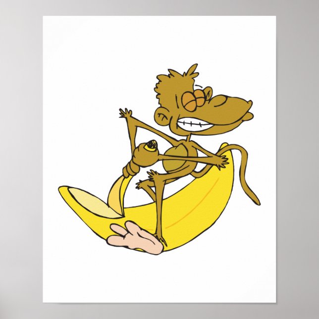 Póster burro tonto pelando banana (Frente)