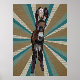 PÓSTER BURRO Y BÚHO