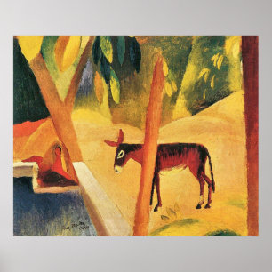 Póster Burros en las palmas en agosto Macke