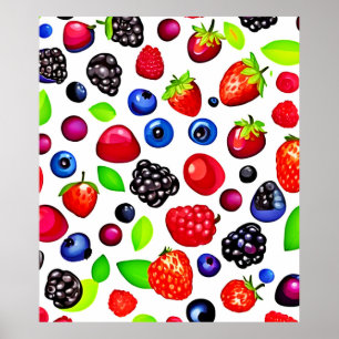 Póster Burst de Berry: Patrón de Fruity