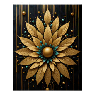Póster Burst de la hoja de oro