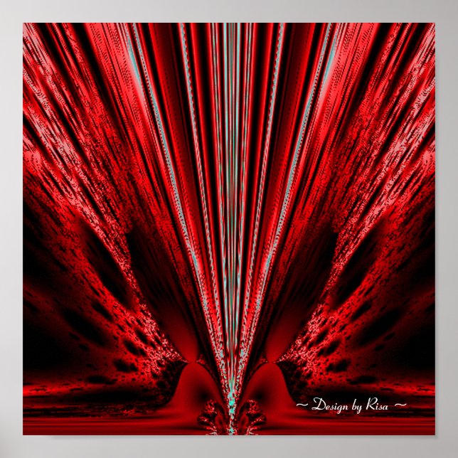 Póster Burst - Fractal rojo y blanco (Frente)