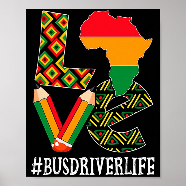 Póster Bus Driver Love Map African American Black History (Frente)