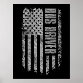 Póster Bus Driver USA Flag Distressed design