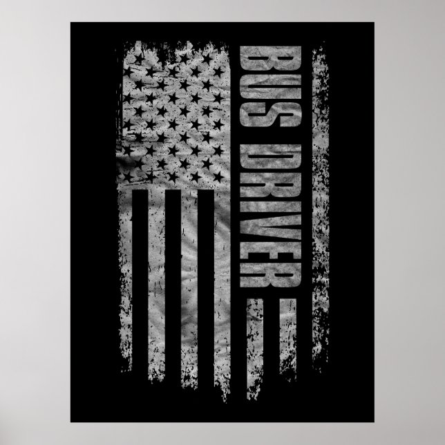 Póster Bus Driver USA Flag Distressed design (Frente)