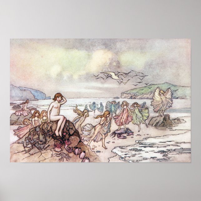 Póster Buscando bebés de agua por Warwick Goble (Frente)