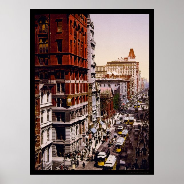 Póster Buscando Broadway en la ciudad de Nueva York 1900 (Frente)