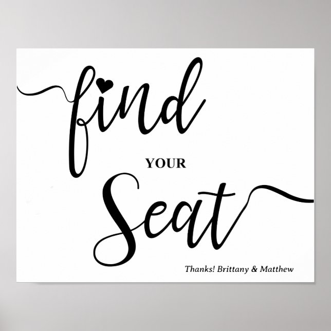 Póster Buscar a su Poster de Rótulo Boda de asiento (Frente)