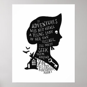 Póster Buscar aventuras cita de Northanger Abbey