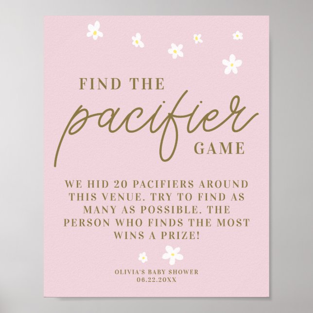 Póster Buscar juegos de Baby Shower pacificador Boho Dais (Frente)