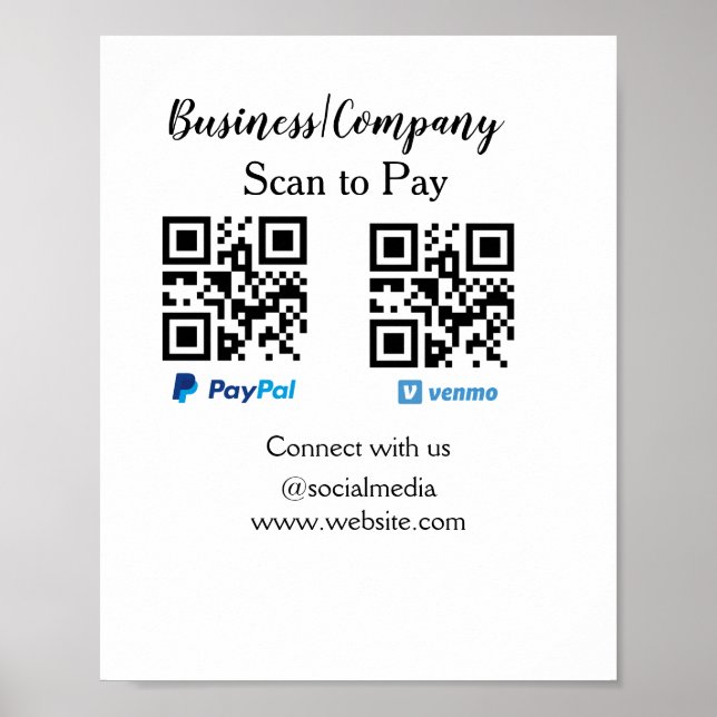 Póster Buscar para pagar q r código paypal venmo agregar  (Frente)
