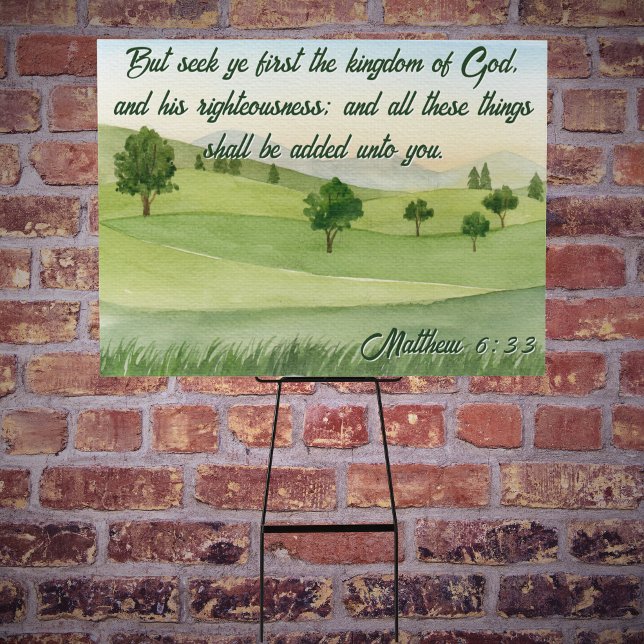 Póster Buscar primero el paisaje de los árboles de invier (Seek Ye First the Kingdom Winter Tree Landscape Poster
(larger option))