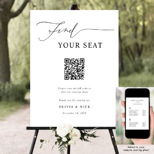 Póster Buscar su asiento Código QR Boda Rótulo del plan d