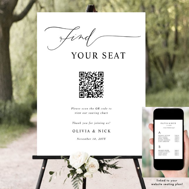 Póster Buscar su asiento Código QR Boda Rótulo del plan d (Subido por el creador)