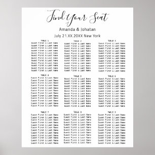 Póster Buscar su asiento gráfico Boda Bridal White