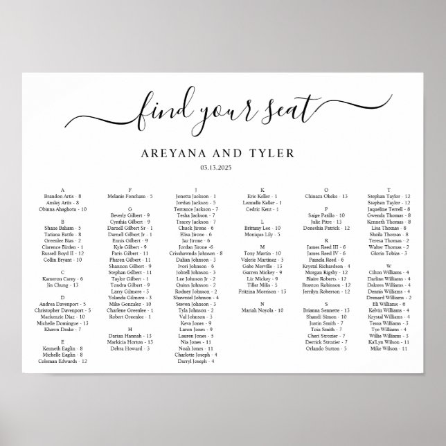 Póster Buscar su placa de asiento (Frente)