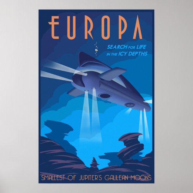 Póster Buscar vida en la luna de Júpiter Europa (Frente)