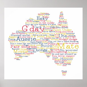 Póster Bushfire Edición Especial Mapa de argot australian