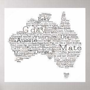 Póster Bushfire Edición Especial Mapa de argot australian
