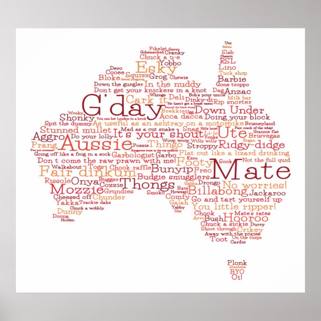 Póster Bushfire Special Edition Aussie Slang Map (Frente)