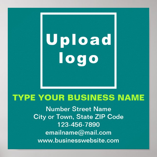 Póster Business Information on Teal Square Poster (Frente)