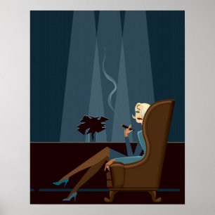 Póster Businesswoman Smoking Cigar