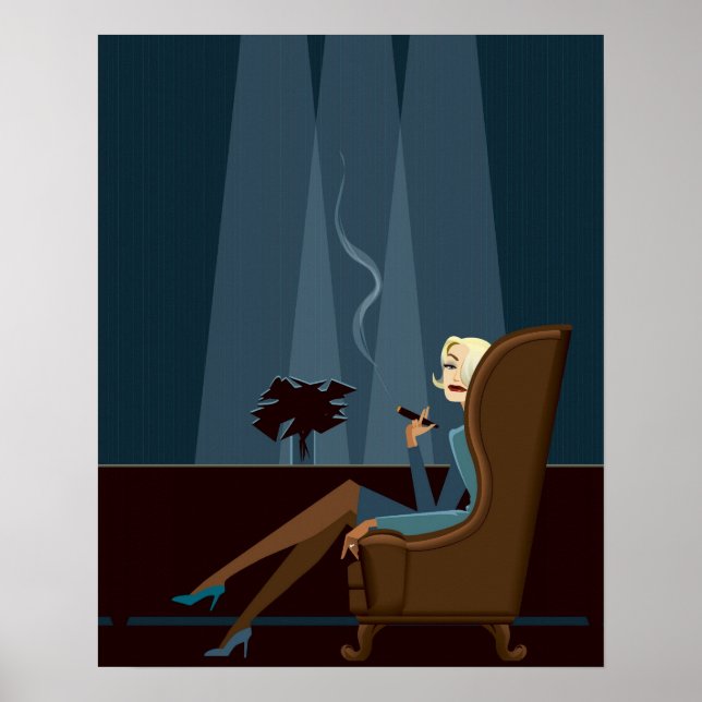 Póster Businesswoman Smoking Cigar (Frente)